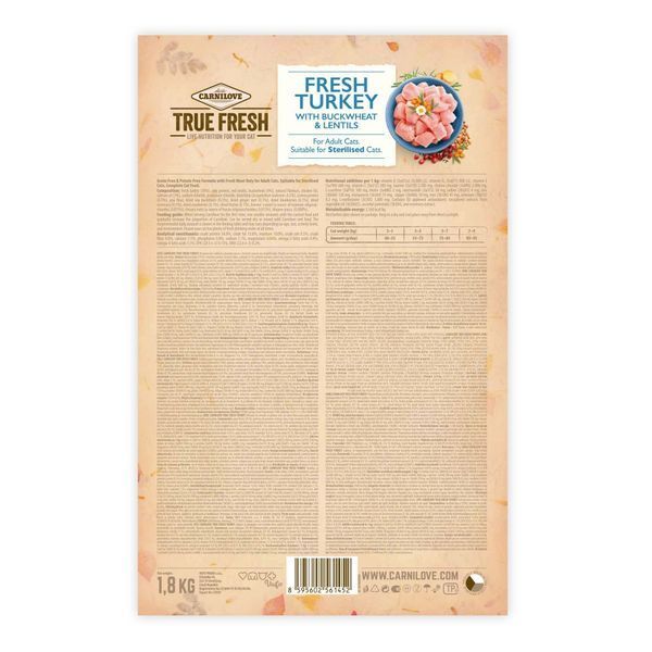 Корм сухий Carnilove True Fresh Cat Fresh Turkey для дорослих котів з індичкою 1,8 кг 1111174827 фото